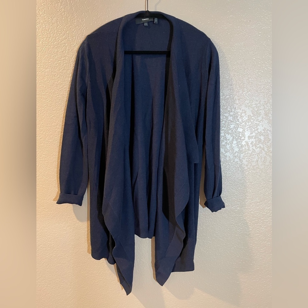 Theory Midnight Blue Women's Draped Cardigan with Pockets